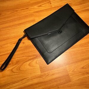 Botkier black pebble leather envelope clutch